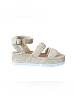 Wild Pair Showstopper Espadrille Platform Wedge Sandal Beige - Sz 12 M